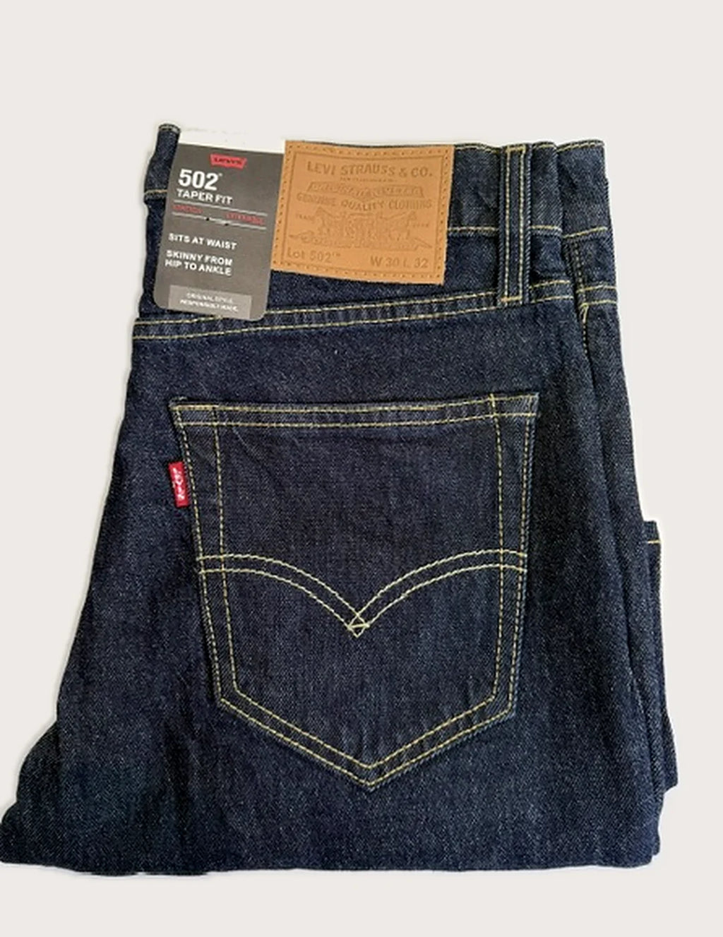 Levi's 502 Taper Blue – Folded, back view with tags