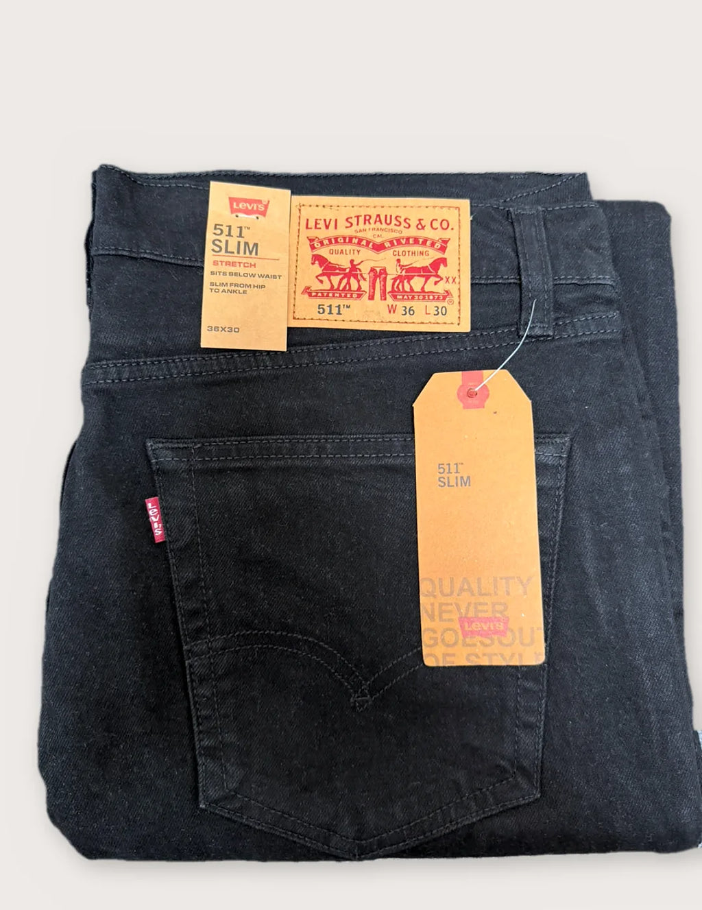 Levi's 511 Slim Black – Folded, back view with tags